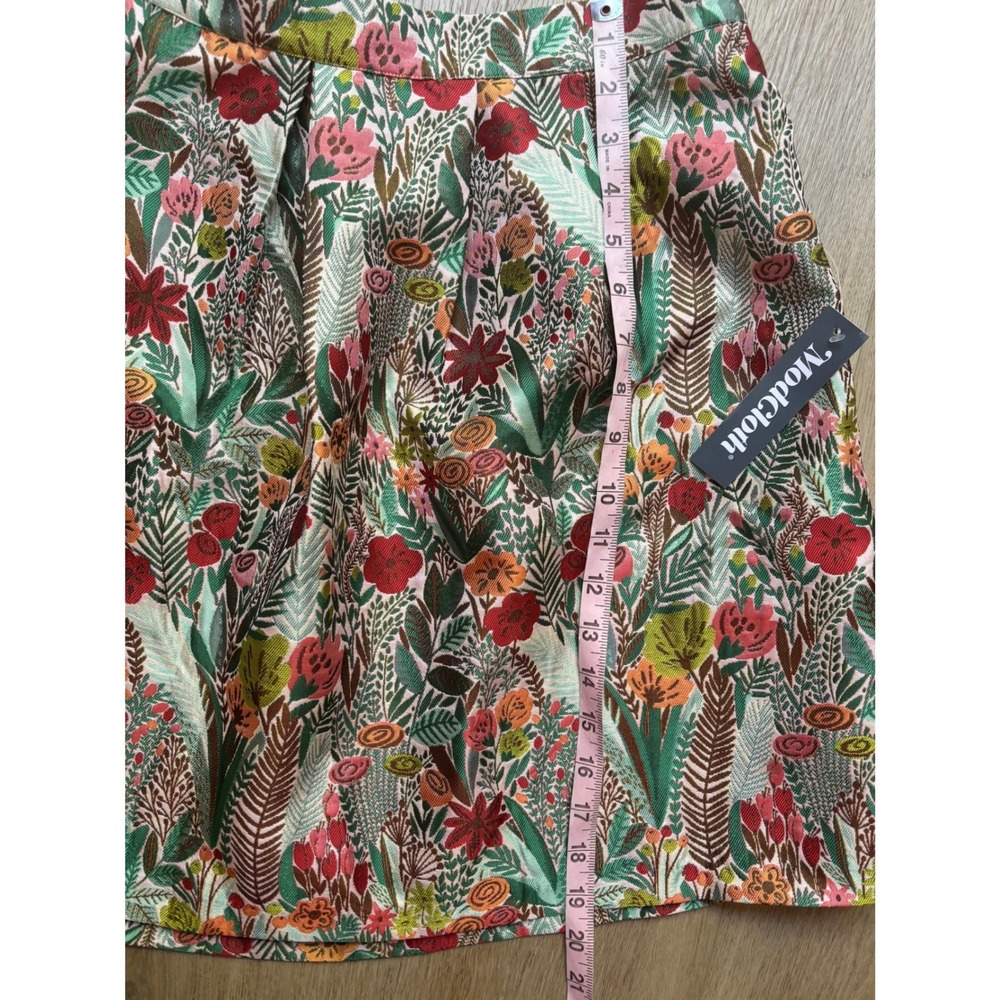 ModCloth Floral Tapestry Pleated Mini Skirt Red Green Whimsical Size 16 NWT Boho - Picture 6 of 10